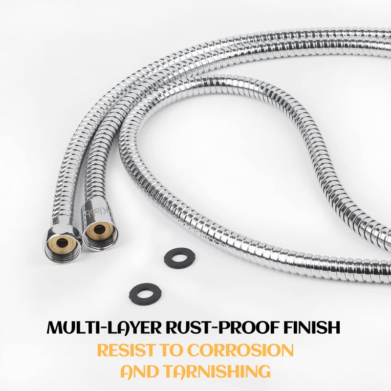 Klabb 118-Inch Extra Long Stainless Steel Shower Hose â€“ Flexible, Anti-Kink Handheld Shower Head Extension Hose Replacement with Brass Connectors, Leak-Proof & Durable for Pet Bathing & RV Use - Image 2